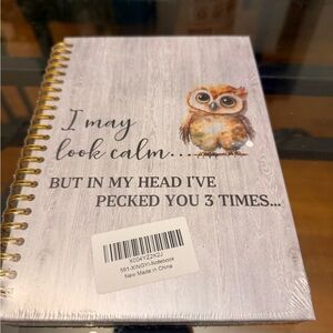 Spiral Owl Notebook - White Woodgrain Cover